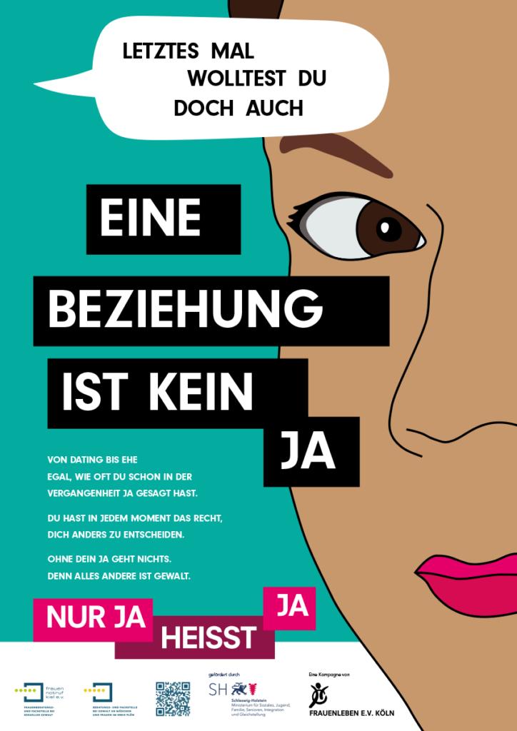 Plakatmotiv: Eine Beziehung ist kein Ja – Nur Ja heißt ja!